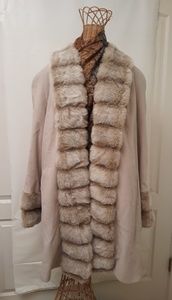 Albert Nipon Wool Coat with Accent Faux Fur